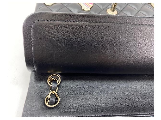 Borsa a tracolla Chanel Matelassé Classic Flap Nero - vista 11