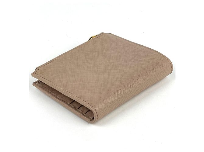 Carteira bi-fold Prada Beige Saffiano Lux Bege - vista 2