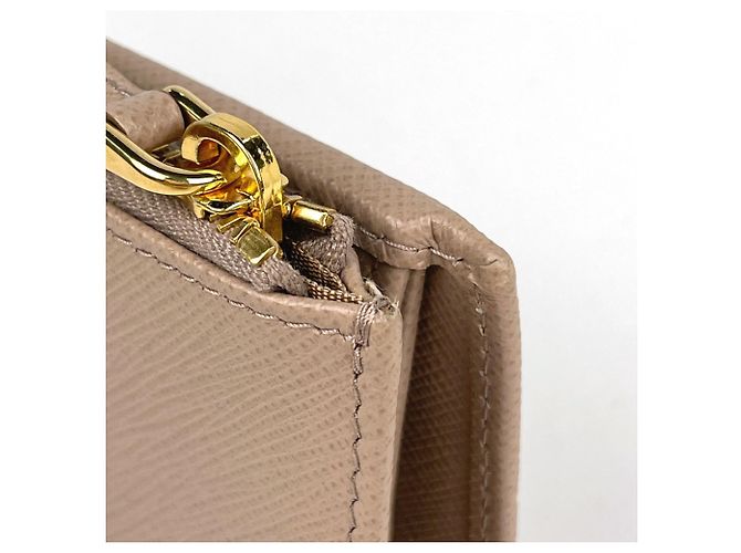 Carteira bi-fold Prada Beige Saffiano Lux Bege - vista 3