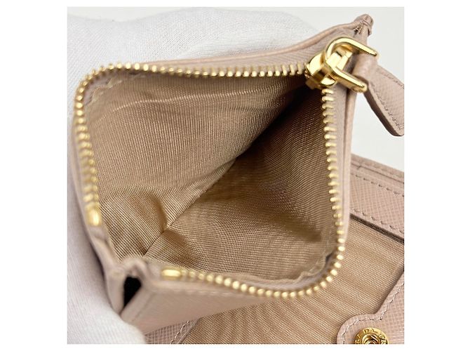 Carteira bi-fold Prada Beige Saffiano Lux Bege - vista 5