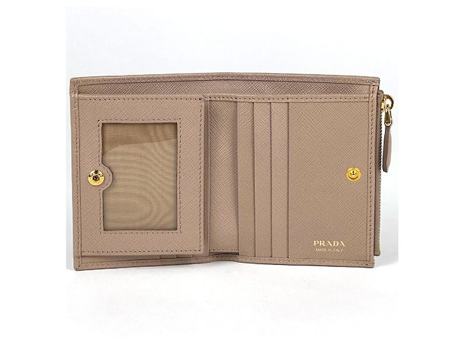 Carteira bi-fold Prada Beige Saffiano Lux Bege - vista 6