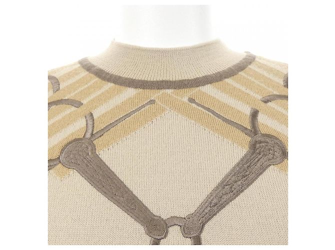 Hermès Wollstrickwaren Beige - Ansicht 5