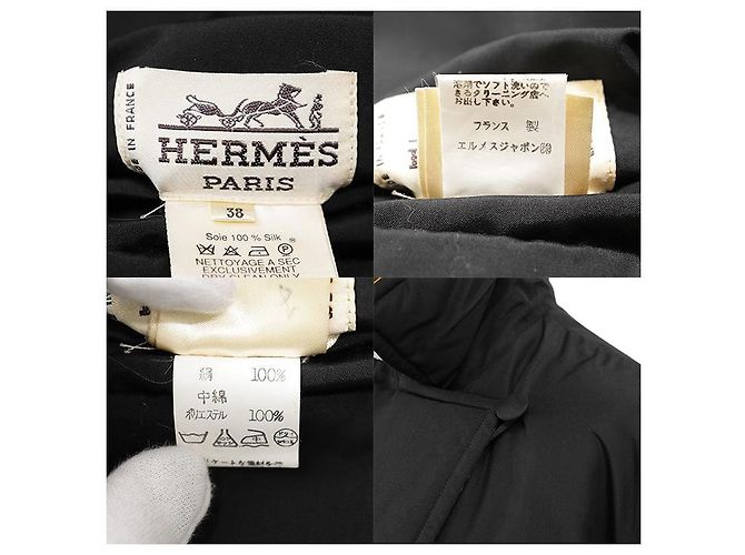 Hermès LE CARNAVAL DE VENISE38 Abrigo acolchado de seda Negro - vista 10