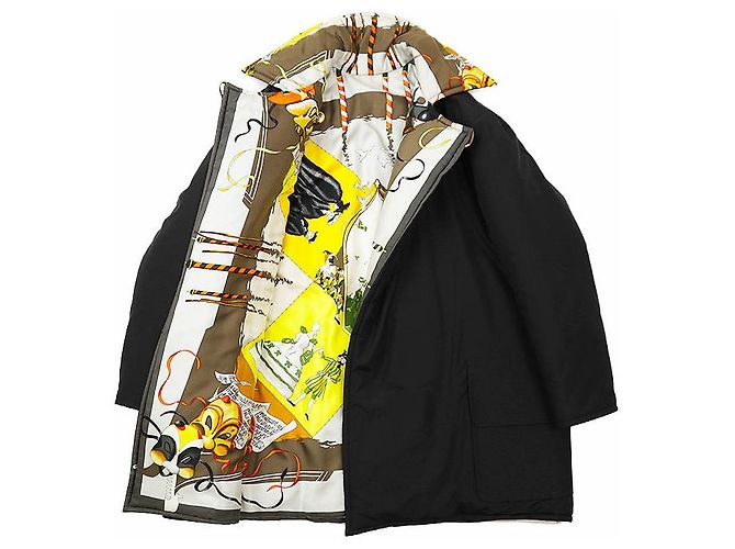 Hermès LE CARNAVAL DE VENISE38 Abrigo acolchado de seda Negro - vista 12