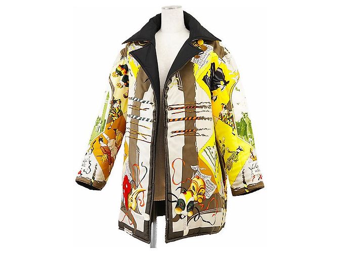 Hermès LE CARNAVAL DE VENISE38 Abrigo acolchado de seda Negro - vista 5