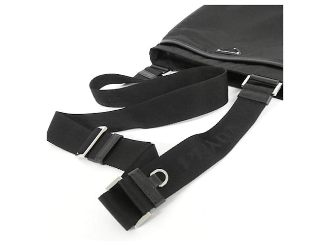 Prada Tessuto Saffiano Schultertasche Schwarz Silber - Ansicht 6
