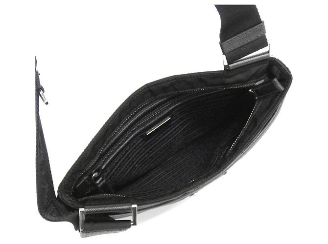 Prada Tessuto Saffiano Schultertasche Schwarz Silber - Ansicht 7