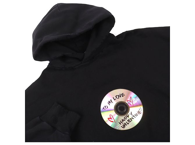 Balenciaga Valentine CD Hoodie Kapuzenpullover Schwarz - Ansicht 3
