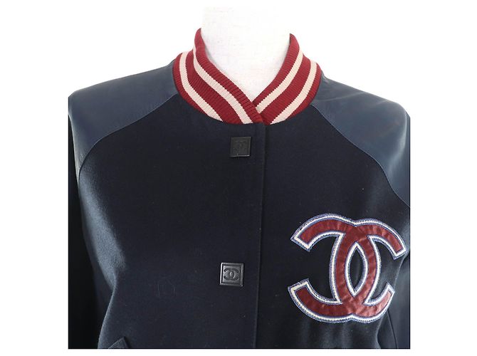 Chaqueta de lana Chanel Azul Azul marino - vista 4