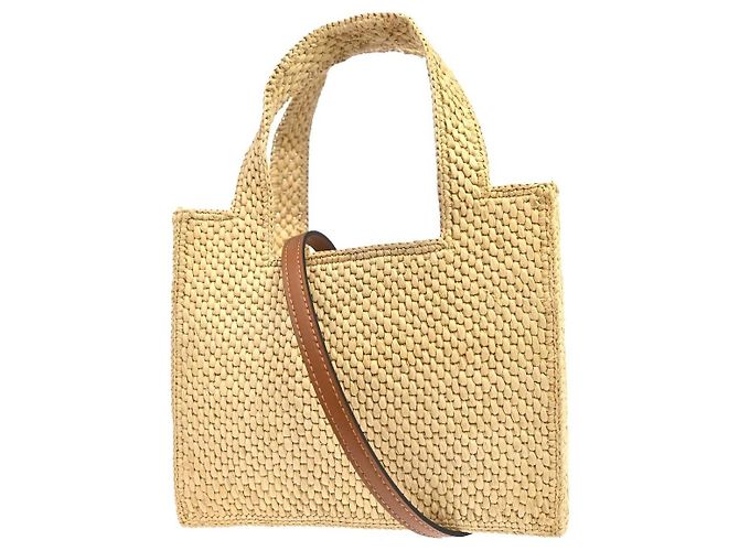 Loewe Paula's Ibiza Logo Convertible Tote Raffia Small Beige - vista 2