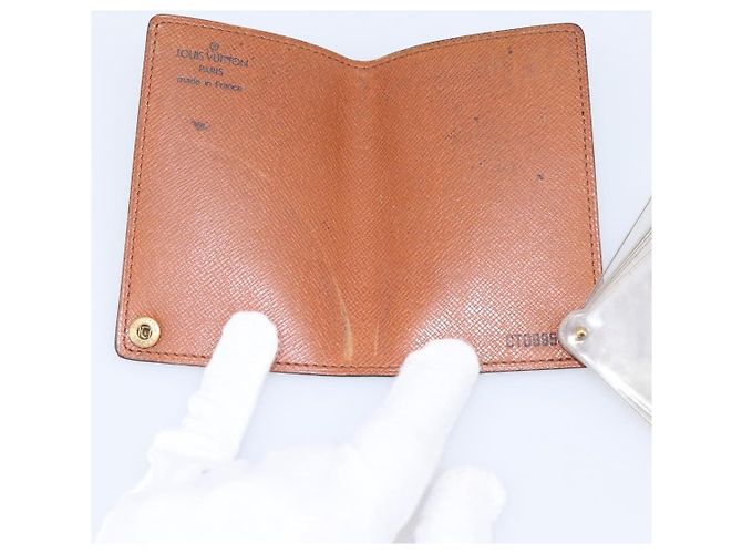 Louis Vuitton Porte Cartes Pression Card Case Monogram Canvas Marrone - vista 5