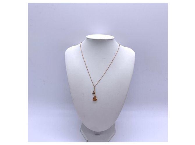 Autre Marque Collana Qeelin Wulu Double Gourd in Agata Rossa e Diamanti D'oro - vista 3