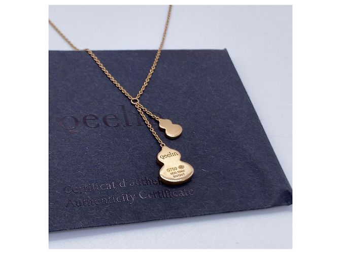 Autre Marque Collana Qeelin Wulu Double Gourd in Agata Rossa e Diamanti D'oro - vista 7