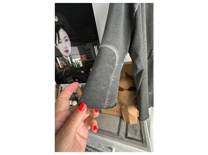 Munthe Plus Simonsen Sudadera gris PLU con detalle de tul - vista 5