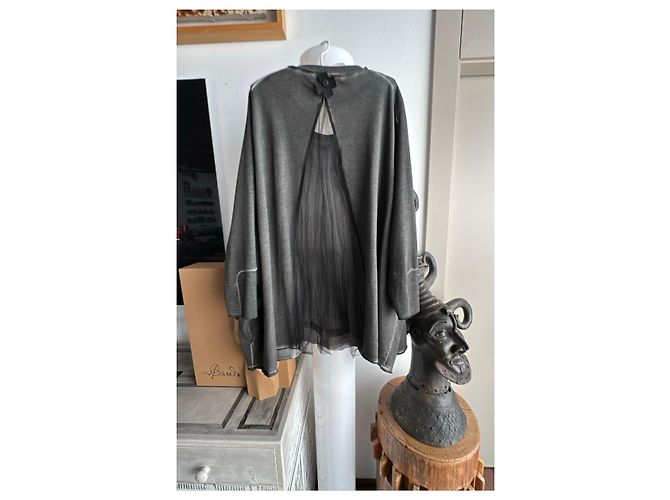 Munthe Plus Simonsen Sudadera gris PLU con detalle de tul - vista 8