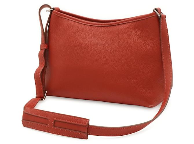 Hermès Borsa a tracolla Hermes Berlingo PM Bianco Rosso - vista 3