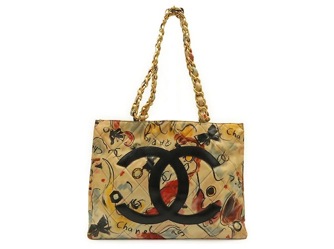Borsa a tracolla Chanel Matelassé Large Coco Mark Chain Tote Multicolore Giallo - vista 2