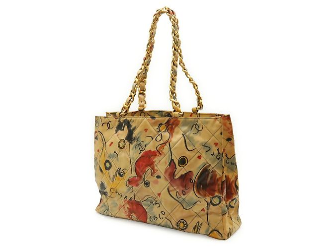 Borsa a tracolla Chanel Matelassé Large Coco Mark Chain Tote Multicolore Giallo - vista 3