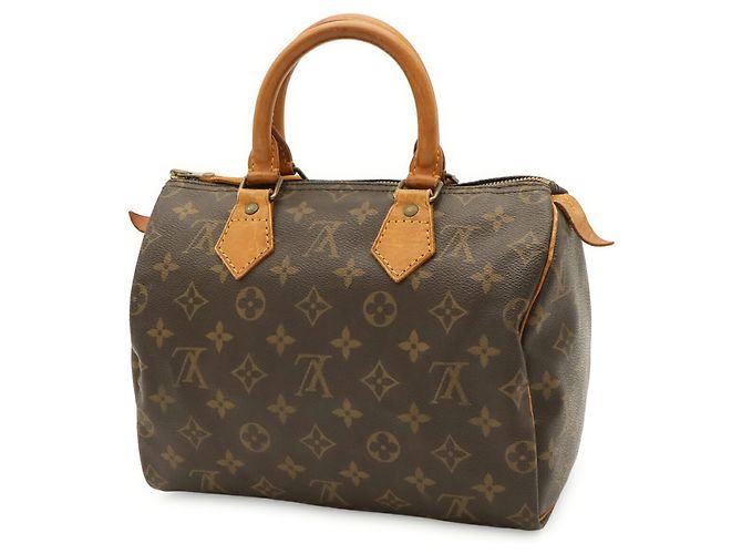 Borsa Louis Vuitton Monogram Speedy 25 Marrone Bianco Monogramma - vista 3