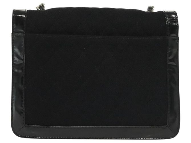 Chanel Vintage Mademoiselle Flap Quilted Canvas with Patent Small Nero - vista 2