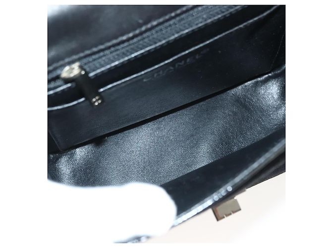 Chanel Vintage Mademoiselle Flap Quilted Canvas with Patent Small Nero - vista 5