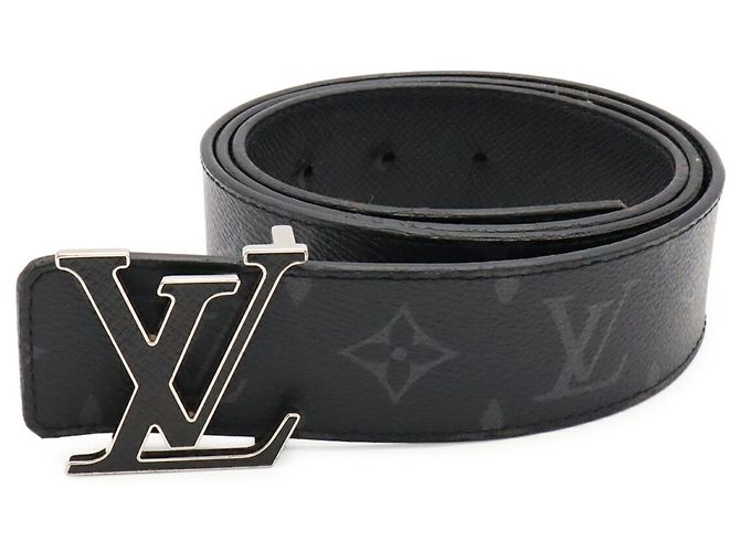 Louis Vuitton Monogram Eclipse Taiga Ceinture LV Initial 40MM Reversible Belt Marrone Nero - vista 2