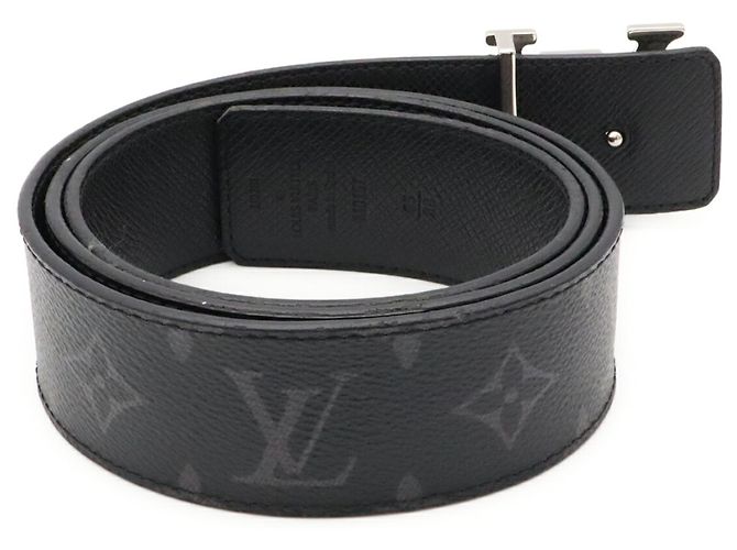 Louis Vuitton Monogram Eclipse Taiga Ceinture LV Initial 40MM Reversible Belt Marrone Nero - vista 3