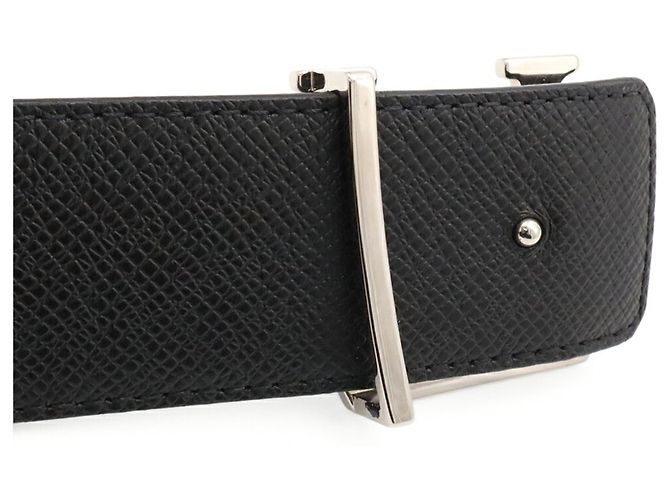 Louis Vuitton Monogram Eclipse Taiga Ceinture LV Initial 40MM Reversible Belt Marrone Nero - vista 5