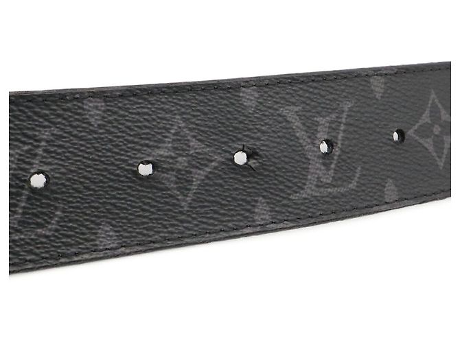 Louis Vuitton Monogram Eclipse Taiga Ceinture LV Initial 40MM Reversible Belt Marrone Nero - vista 7
