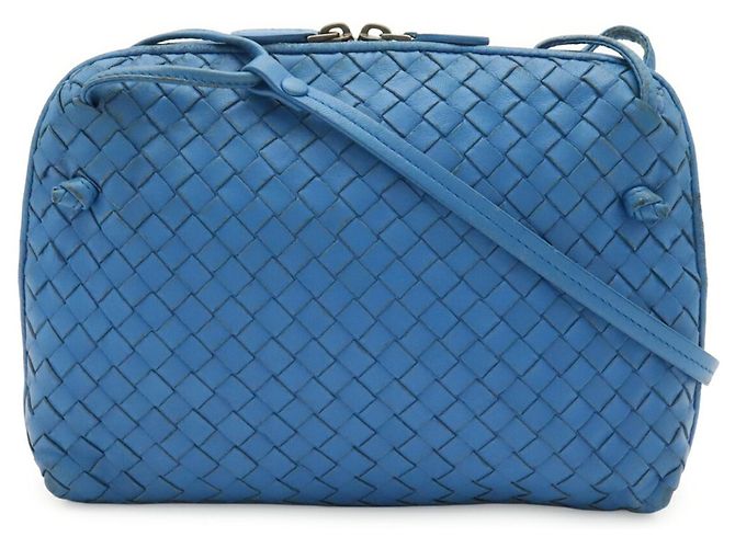 Borsa a tracolla Bottega Veneta Intrecciato Nodini Blu - vista 2