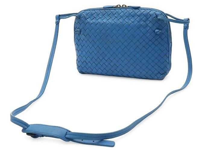 Borsa a tracolla Bottega Veneta Intrecciato Nodini Blu - vista 3