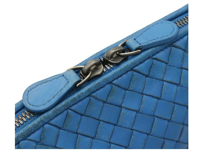 Borsa a tracolla Bottega Veneta Intrecciato Nodini Blu - vista 7