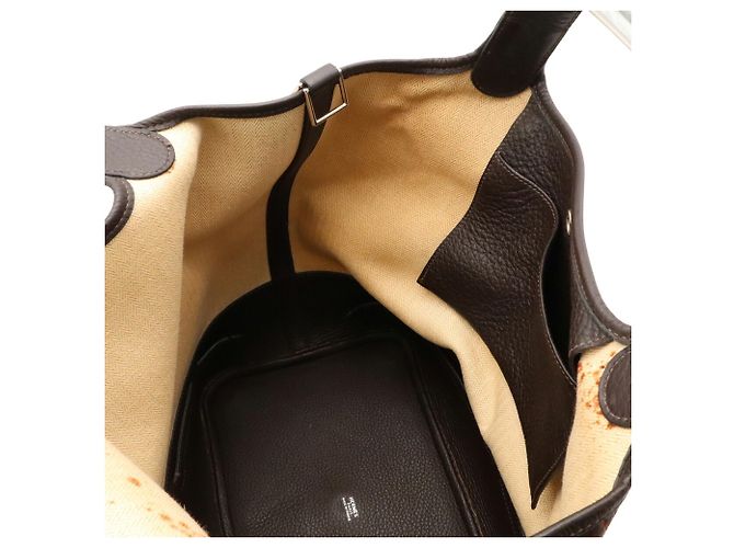 Hermès Borsa a tracolla Hermes Picotin GM Long Shoulder Tote Bag Giallo Marrone scuro - vista 10