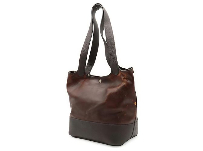 Hermès Borsa a tracolla Hermes Picotin GM Long Shoulder Tote Bag Giallo Marrone scuro - vista 3