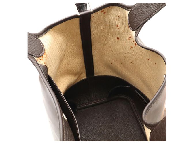 Hermès Borsa a tracolla Hermes Picotin GM Long Shoulder Tote Bag Giallo Marrone scuro - vista 9