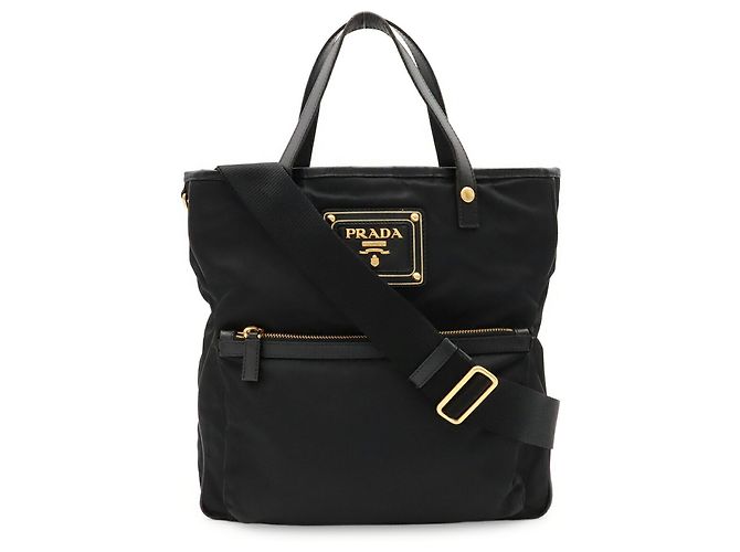 Borsa a spalla/tote Prada in nylon e pelle Nero - vista 2