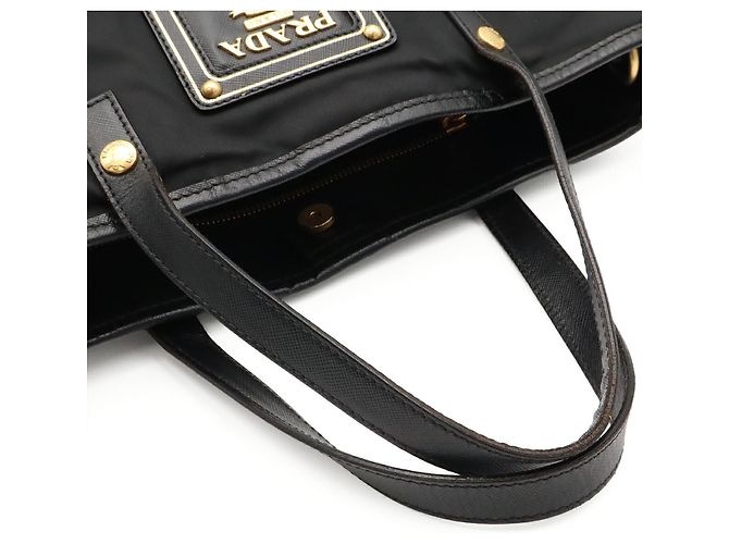 Borsa a spalla/tote Prada in nylon e pelle Nero - vista 5
