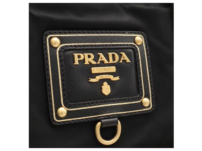Borsa a spalla/tote Prada in nylon e pelle Nero - vista 7