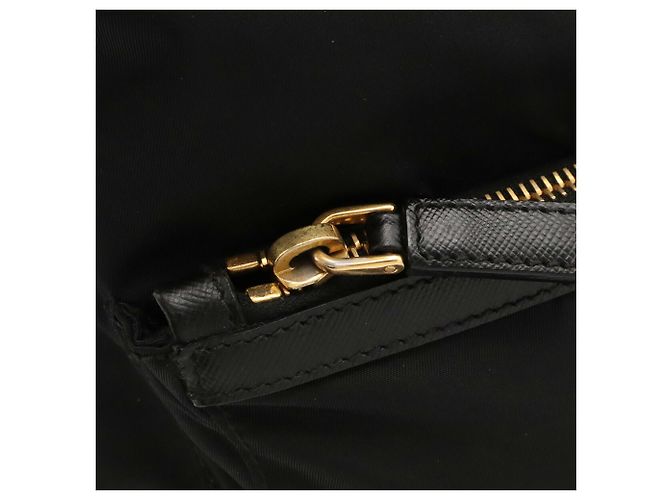 Borsa a spalla/tote Prada in nylon e pelle Nero - vista 8