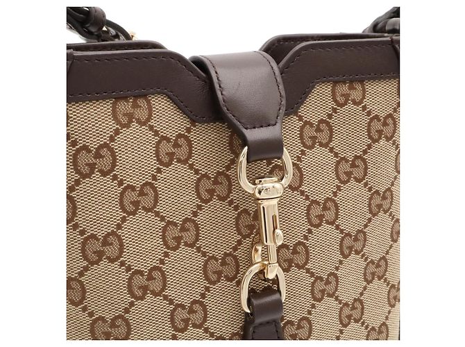Mini borsa secchiello Gucci GG Canvas Rosso Beige Verde Marrone scuro - vista 6