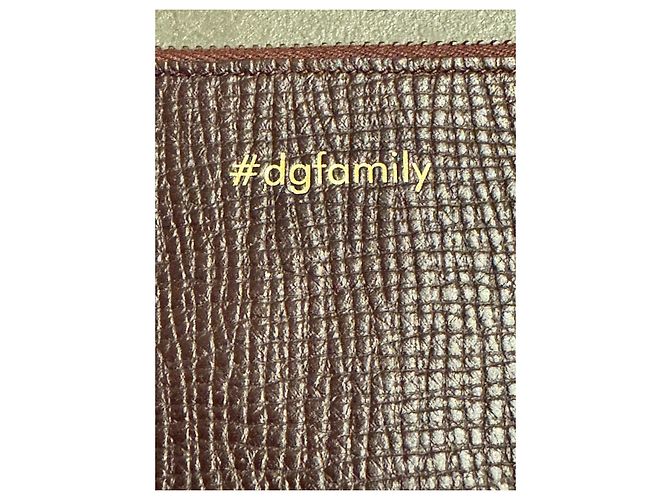 Clutch Dolce & Gabbana #DGFAMILY in pelle Marrone Nero Bianco - vista 6