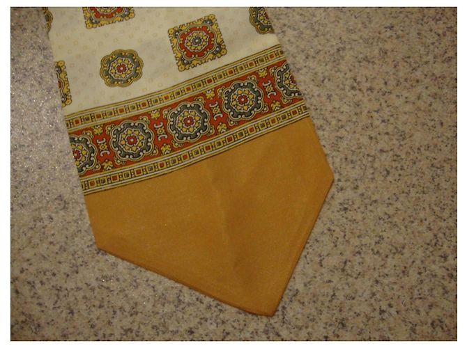 Autre Marque Foulard in seta con stampa geometrica Marrone Rosso Blu Beige Verde Giallo - vista 3