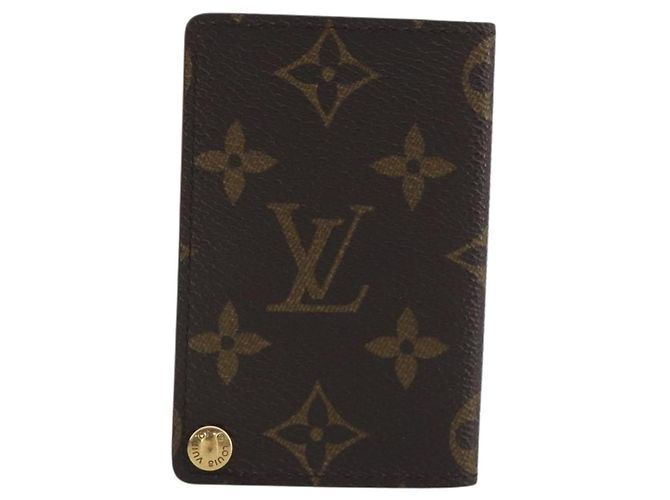Louis Vuitton Porte Cartes Pression Card Case Monogram Canvas Marrone - vista 2