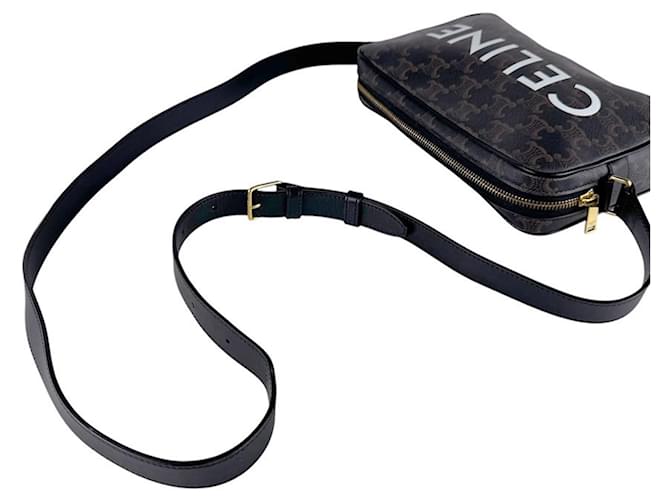 Céline Borsa a Tracolla Celine Triomphe Medium Marrone Nero - vista 10