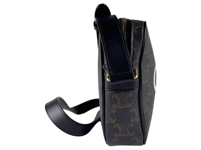 Céline Borsa a Tracolla Celine Triomphe Medium Marrone Nero - vista 2