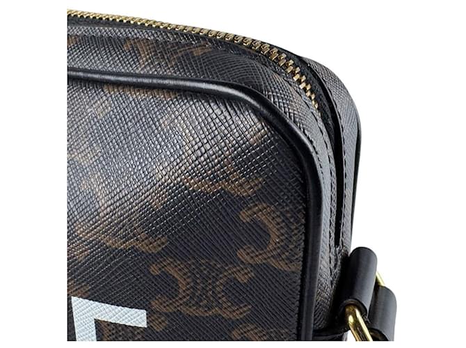 Céline Borsa a Tracolla Celine Triomphe Medium Marrone Nero - vista 5