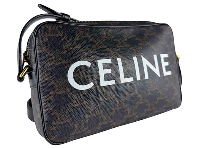 Céline Borsa a Tracolla Celine Triomphe Medium Marrone Nero - vista 9