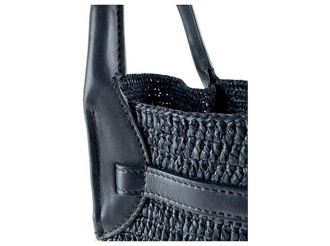 Céline Borsa a tracolla Celine in rafia e pelle nera Nero - vista 6