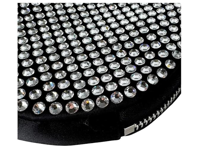 Borsa a tracolla Prada in raso nero e strass - vista 8
