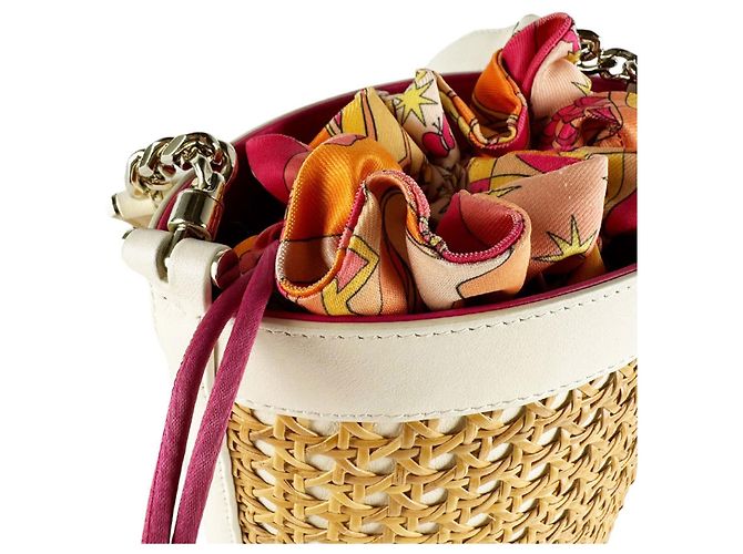 Bulgari Borsa a tracolla Bvlgari Serpenti Forever in paglia e pelle Rosa Arancione Crudo - vista 7